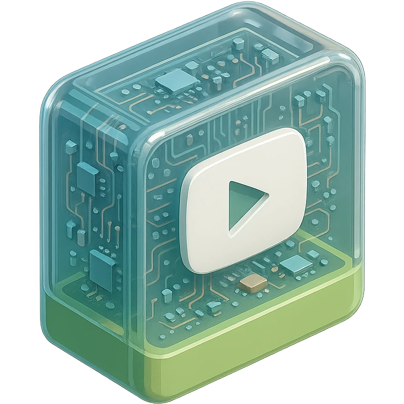 white YouTube play button inside a garden box emoji