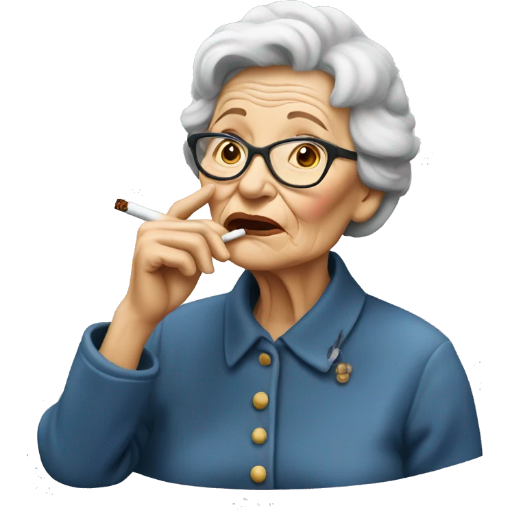 Old lady smoking cigarettes  emoji