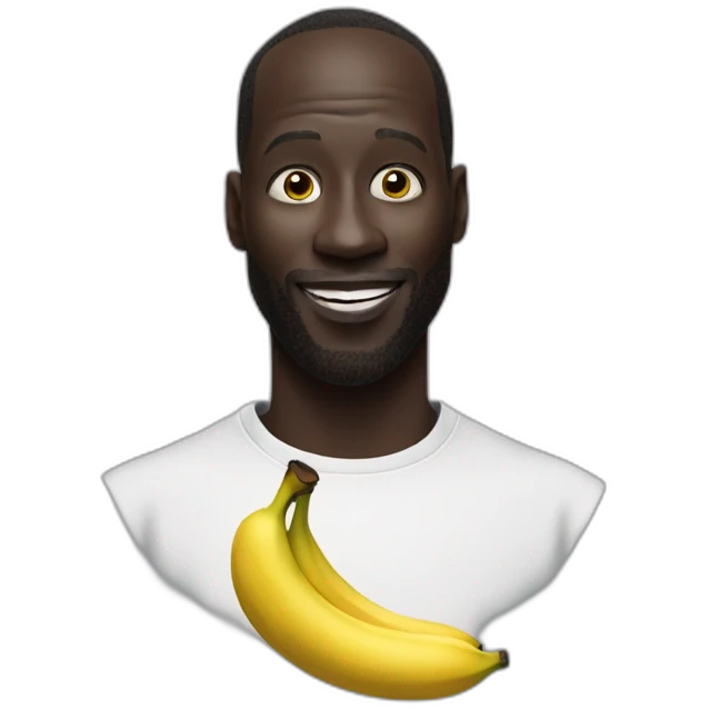 Omar Sy with eating a banana emoji