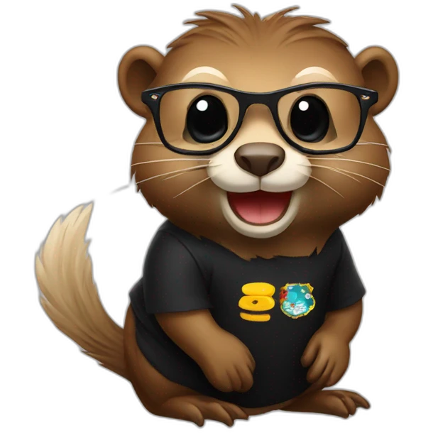 Beaver wearing glasses and black T-shirt with polish eagle print on it emoji