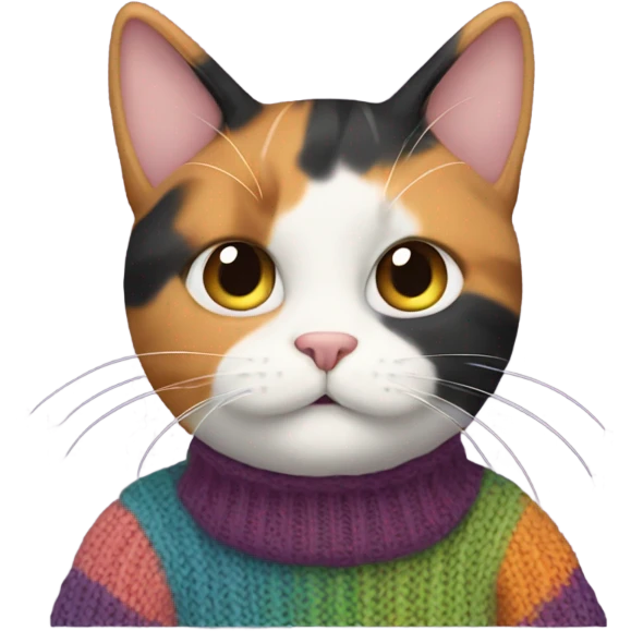 calico cat wearing sweater emoji