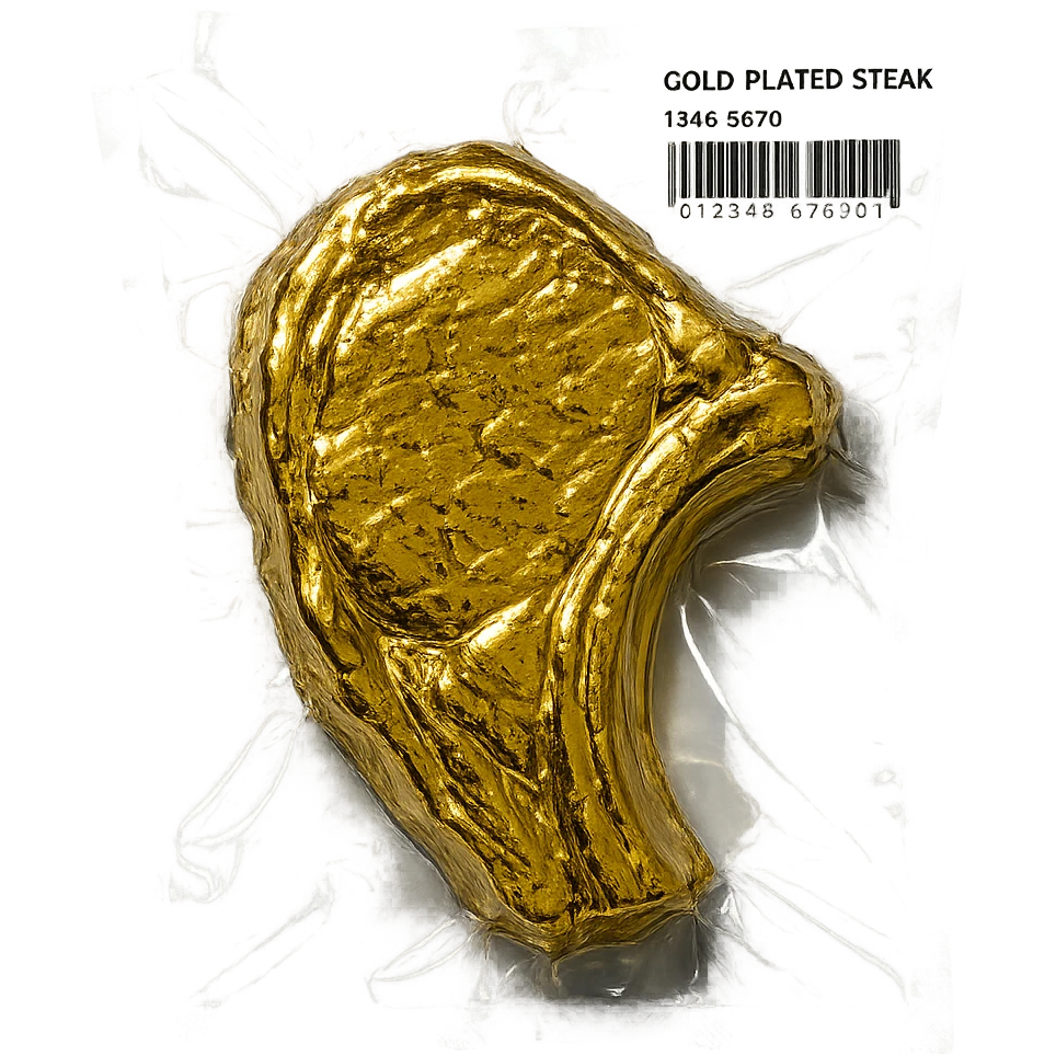 gold-plated steak, very glossy emoji