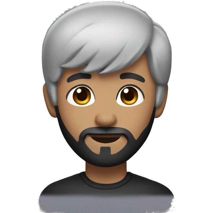 memoji style of person with black short hair and black beard emoji