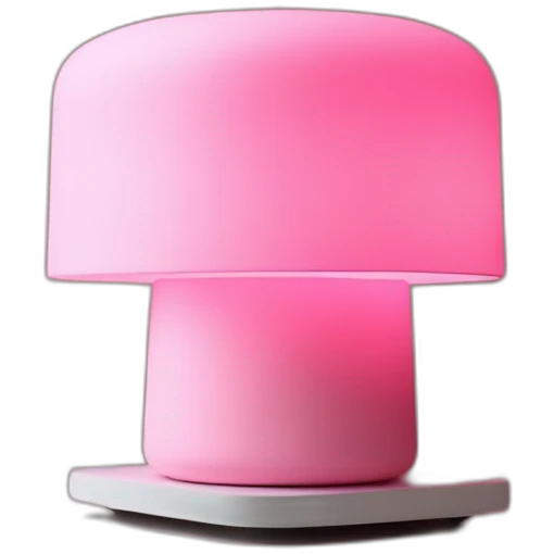 A pink colour light lamp on a table at the corner of a room having brick design walls emoji