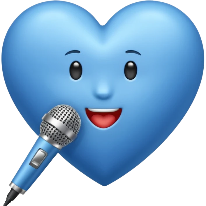 blue heart with a microphone emoji