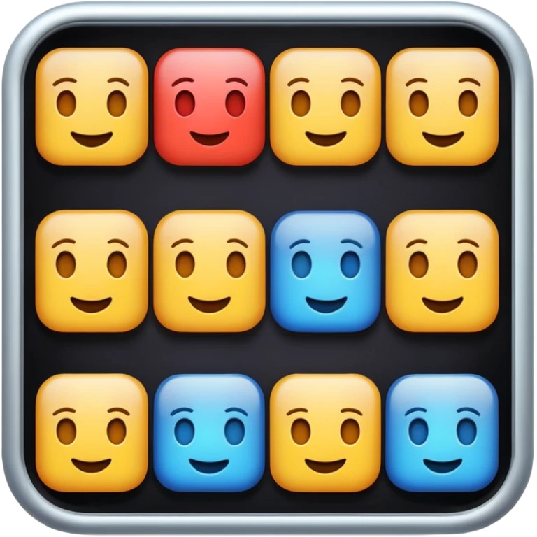 uzun bir emoji olsun böyle 8 tane emoji yan yana olsun kare kare yan yana olsu hepsi emoji