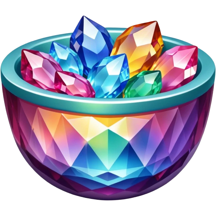 a bowl of colorful blinged crystal emoji