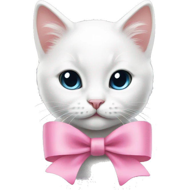 White kitten with a pink bow emoji