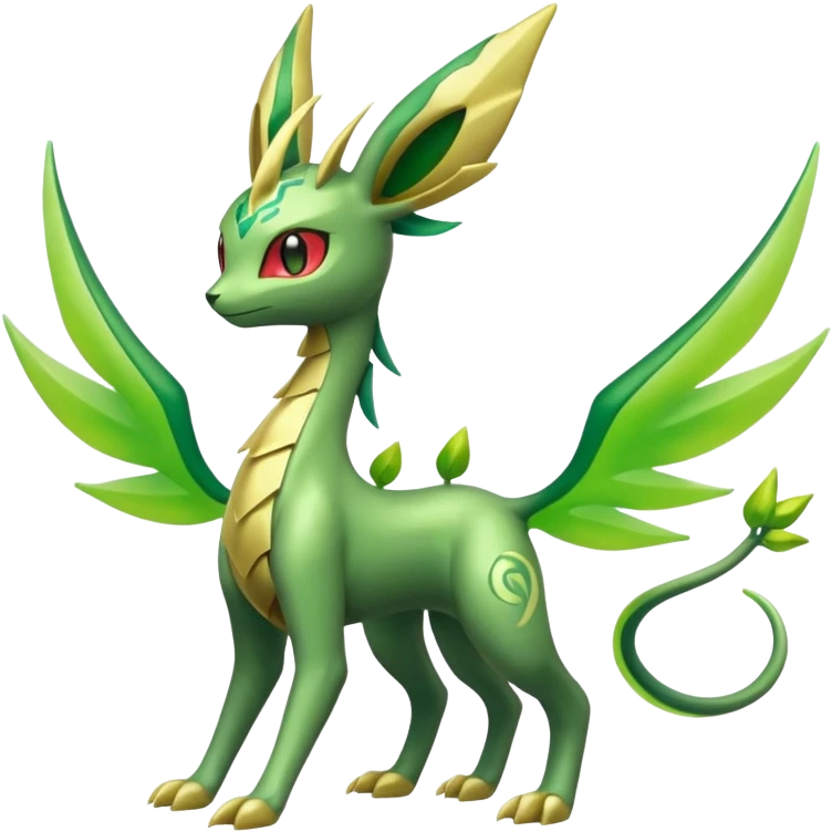 Shiny 4-legged Electrike-Flygon-Virizion-Zygarde-Leafeon-fusion, full body emoji