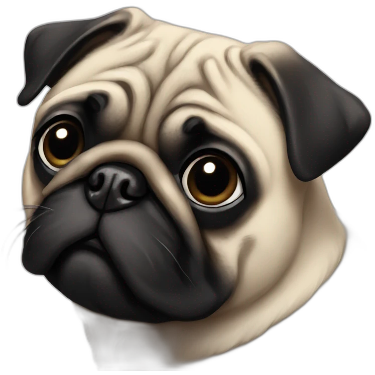 pug with black heart emoji