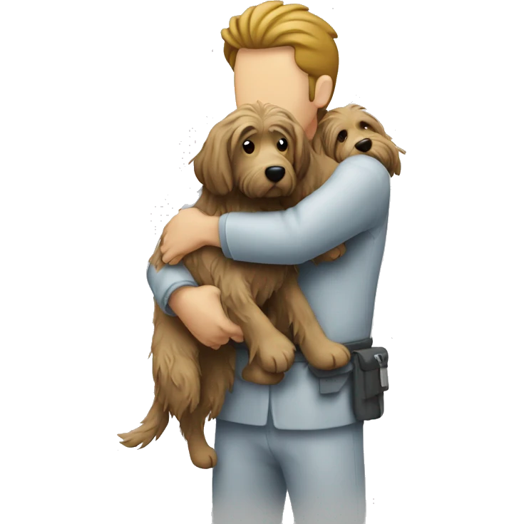 a vet hugging a shaggy dog emoji