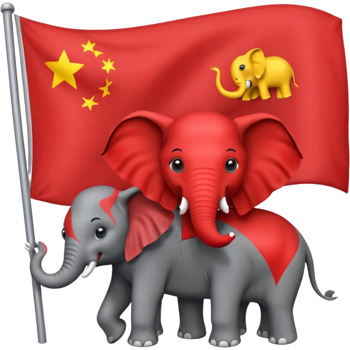 Red flag with three headed elephants emoji