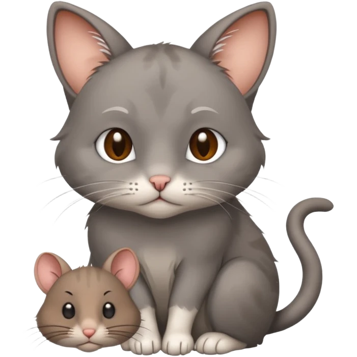 Sad cat holding rat emoji