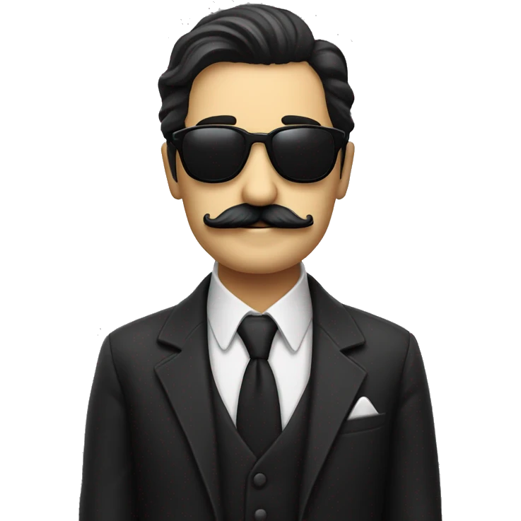 solo dark haired sunglasses mustachioed gentleman in monochrome emoji