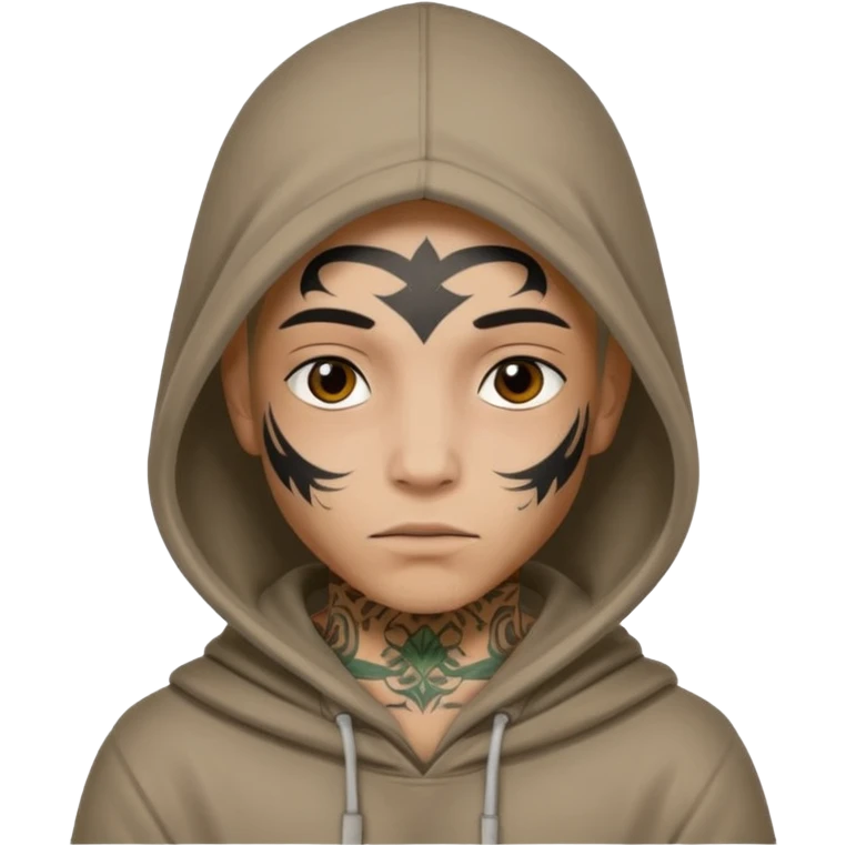 Con capuchas y tatuajes en la cara emoji