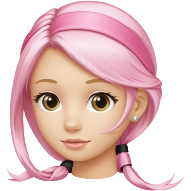 pastel pink satin hair band worn on blonde hair emoji