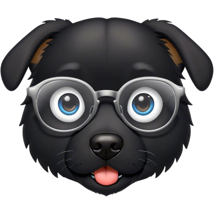 Black dog with glasses emoji