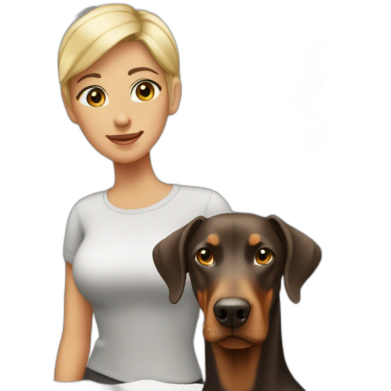 Rubia con doberman emoji