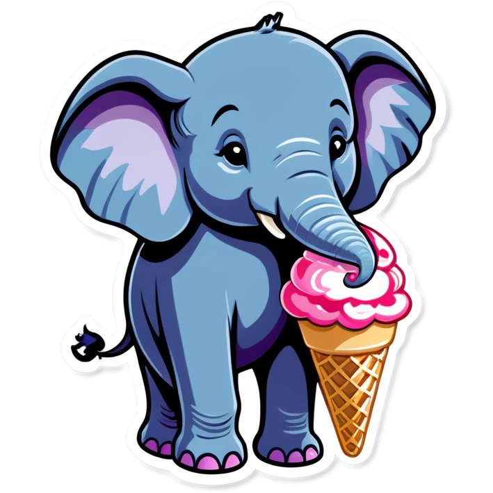 Elephant Eating ice cream￼ emoji