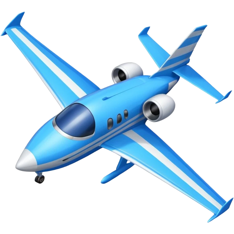 A compact jet with a blue-striped body and angled wings, climbing upward with steady power.
 emoji