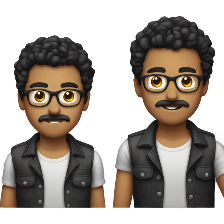 A young man wearing a shirt, black hair and glasses and got moustach emoji