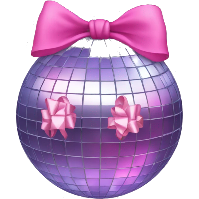 Disco ball with pink bow emoji
