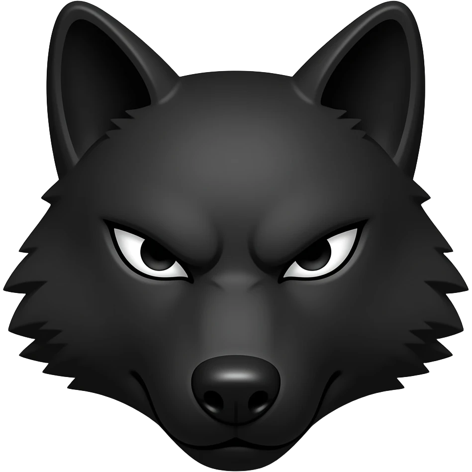Lobo negro cara con ojos malvado emoji