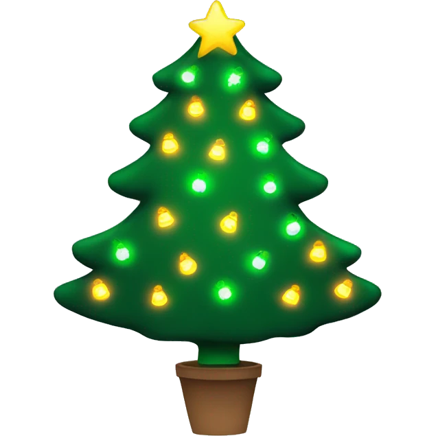 a green christmas tree with glowing christmas lights  emoji