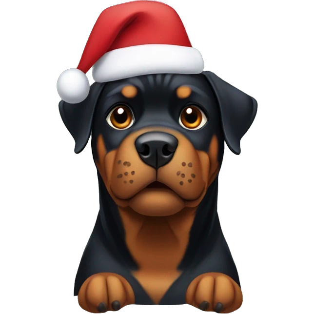 rottweiler wearing a christmas hat  emoji