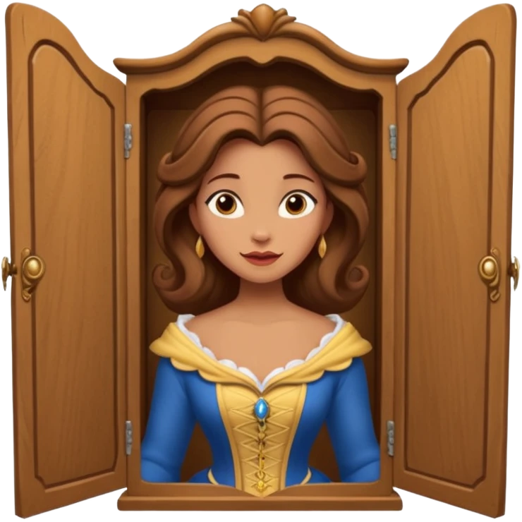 A middle-aged lady character from the fairy tale Beauty and the Beast — she was turned into a wardrobe by magic, while retaining the wardrobe's original form and having an anthropomorphic face. emoji