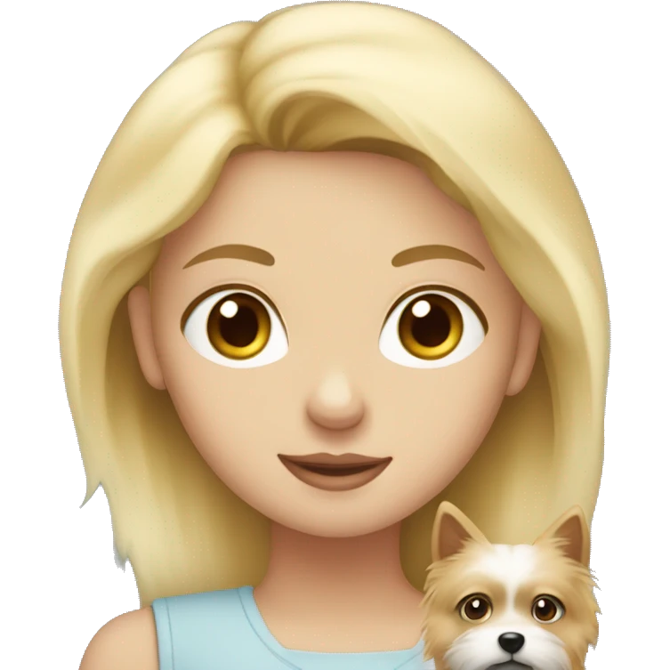 Blonde girl blue eyes holding spitz  emoji