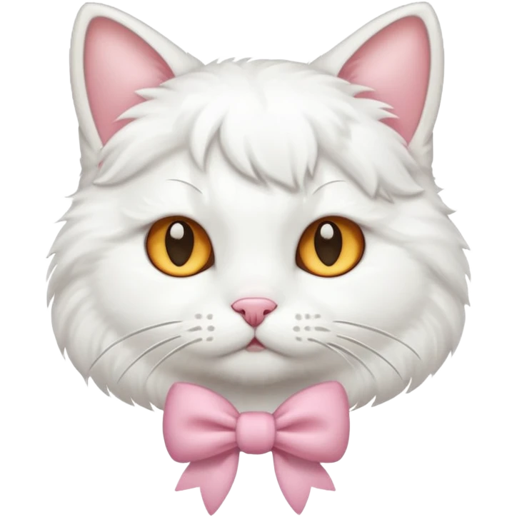 white cat with bow emoji