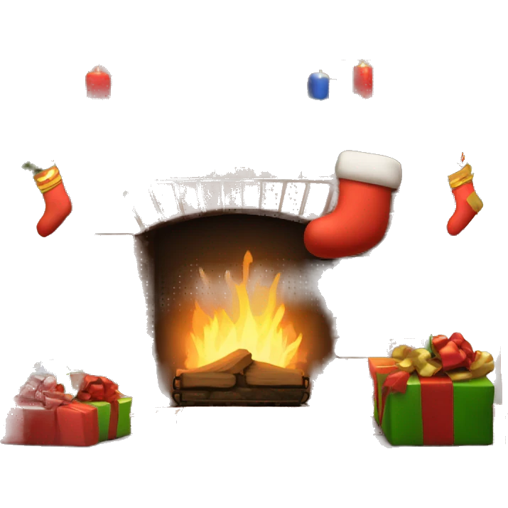 Brick Fireplace with and Christmas lights and stockings emoji