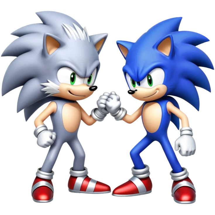 Sonic the Hedgehog and Silver the Hedgehog fist bumping emoji