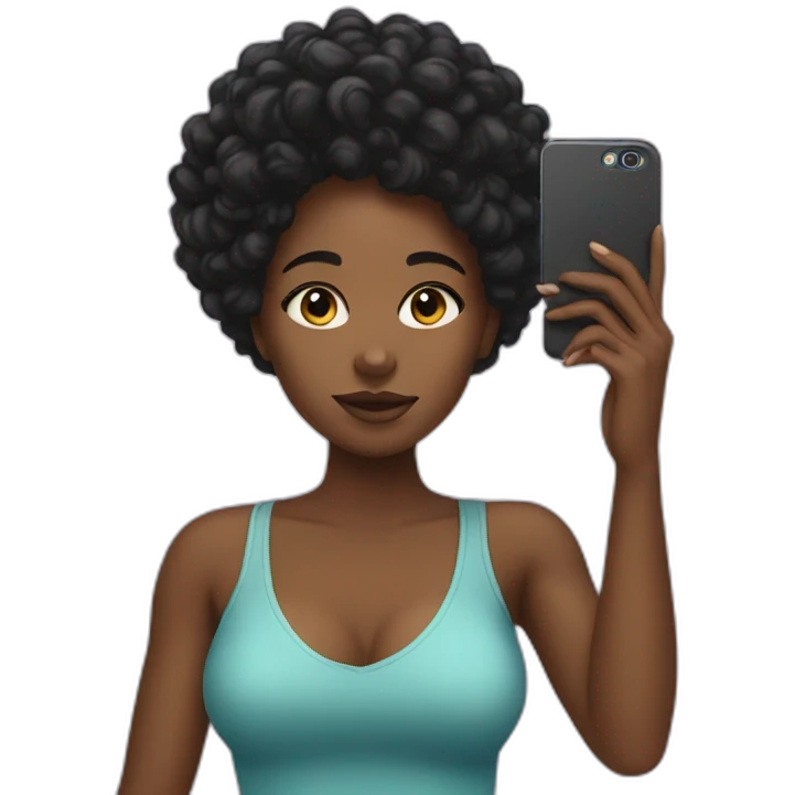 black girl taking selfie emoji