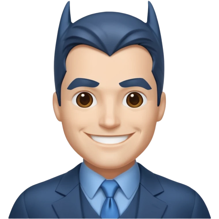 Batman emoji, blue and gray suit, smiling emoji