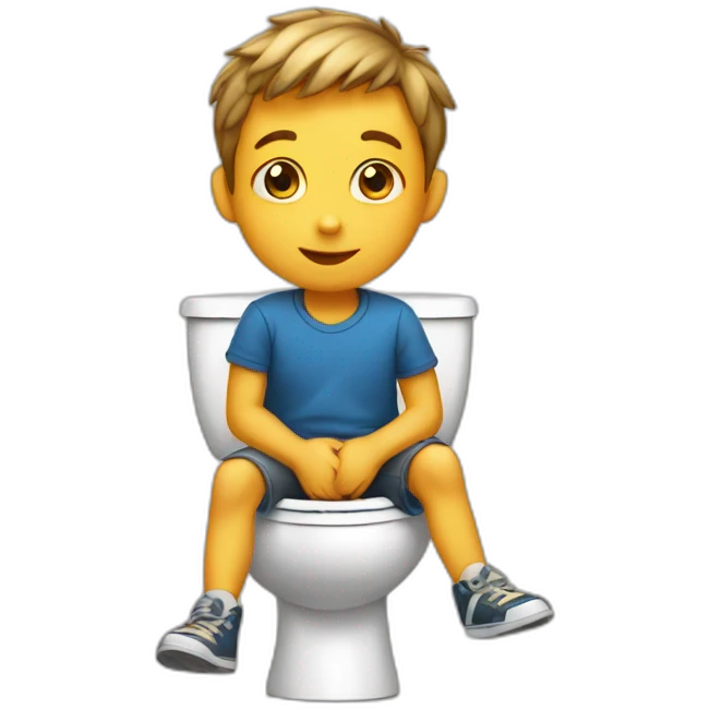 Boy sits on potty emoji