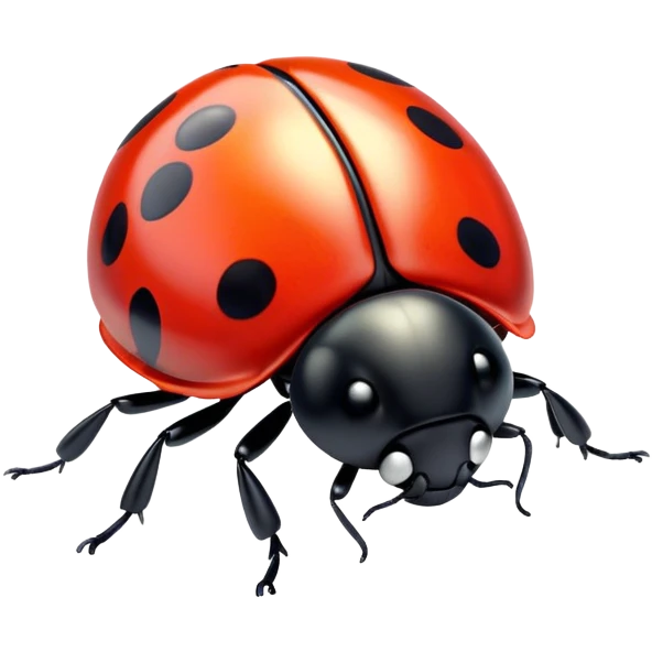 Create a animated ladybug walking on the surface. Make it colourful style and add some shine on it. emoji