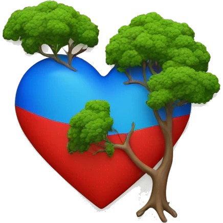 a red and blue heart with tree emoji