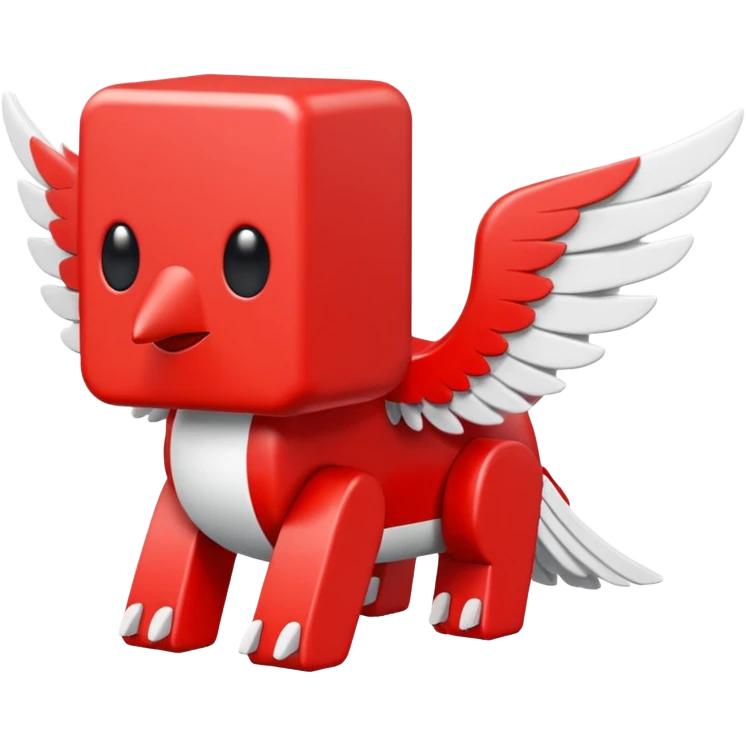 A blocky red creature with white wings  emoji