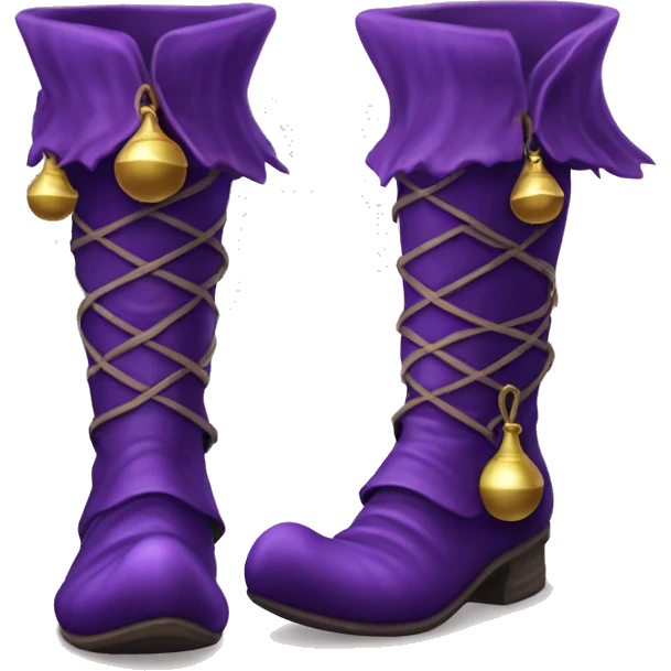 Realistic isolated royal purple elf boots with bells. emoji