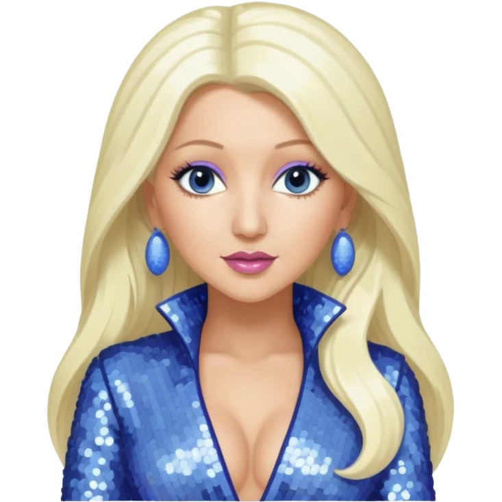 Christina Aguilera with long platinum blonde hair, periwinkle sequin outfit  emoji