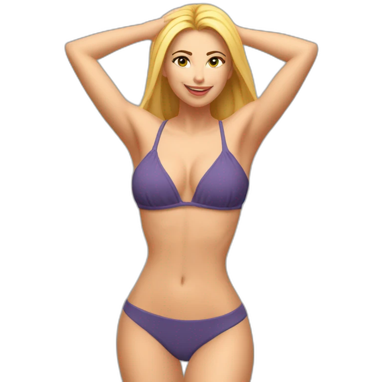 Sexy pose Soft-fit Caucasian woman bikini (hands-in-hair pose) (full body) emoji