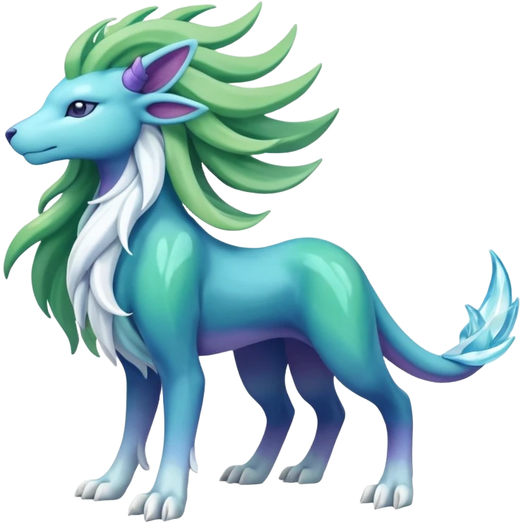 Suicune-Aurorus-Meganium-fusion (full body) emoji