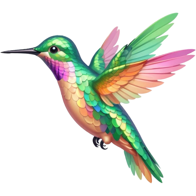 mostly peach pink and yellow-green, mint humming bird emoji
