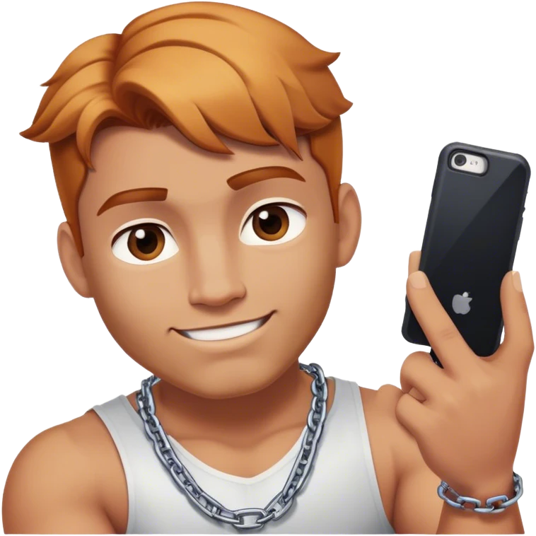Buff man selfie with thick chain link necklace and reddish blonde hair  emoji