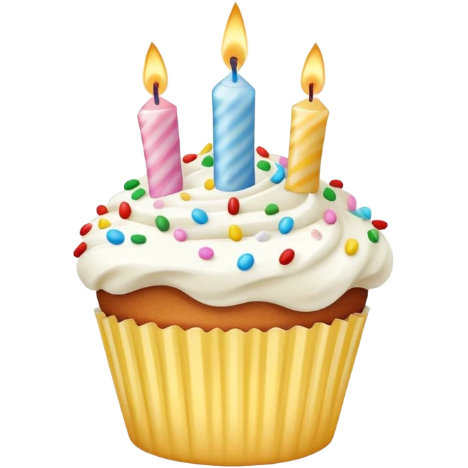 birthday cake icon but cup cake one candle make simple emoji