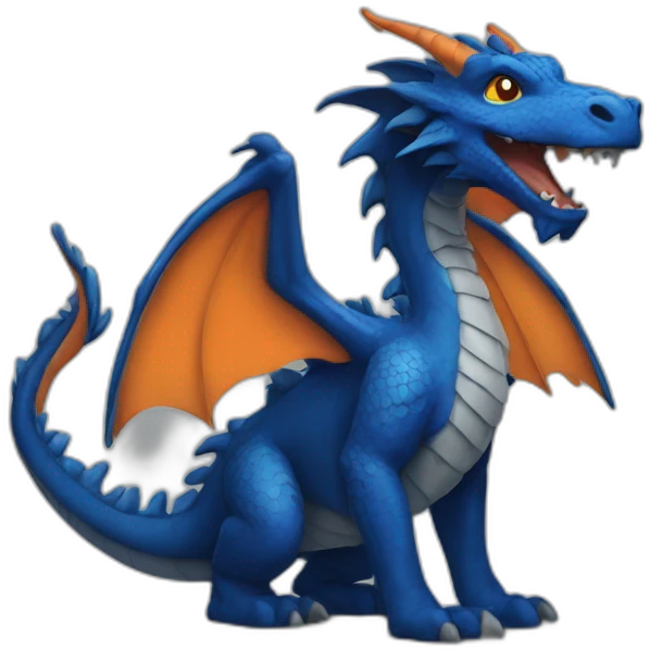 Dark blue dragon with orange wings emoji