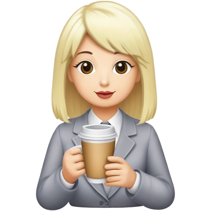 Pigeon with blonde wig with a coffee emoji