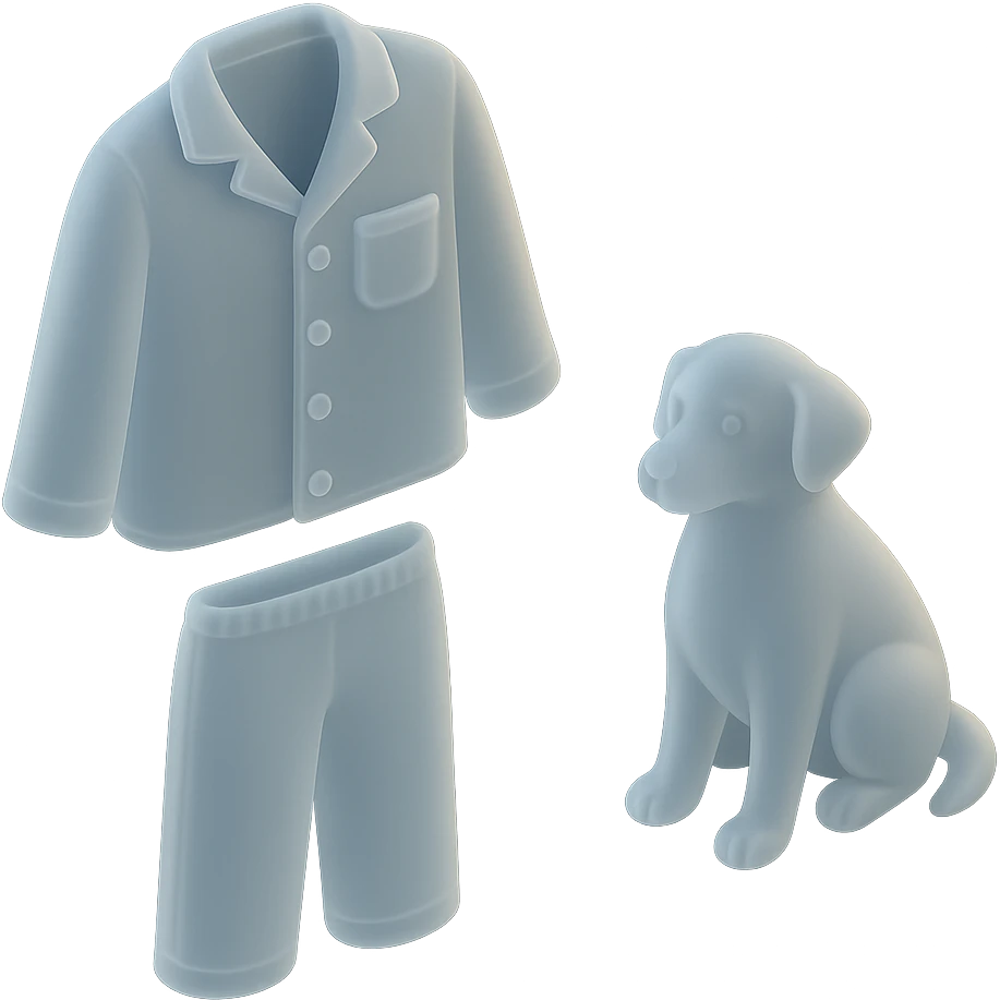 A cozy pajama set with a dog emoji